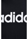 Bavlněná mikina adidas dámská, černá barva, s kapucí, vzorovaná