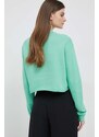 Bavlněná mikina Calvin Klein Jeans dámská, zelená barva, s aplikací