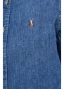 Džínová košile Polo Ralph Lauren dámská, tmavomodrá barva, regular, s klasickým límcem
