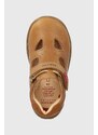 Dětské kožené sandály Geox hnědá barva
