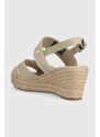 Sandály Tommy Hilfiger SEASONAL WEBBING MID WEDGE dámské, béžová barva, na klínku, FW0FW07091