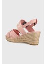 Sandály Tommy Hilfiger SEASONAL WEBBING MID WEDGE dámské, růžová barva, na klínku, FW0FW07091