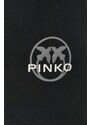 Bavlněné šortky Pinko černá barva, s potiskem, high waist