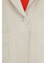 Plátěná bunda Tommy Hilfiger béžová barva, jednořadá, hladká