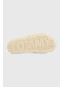 Pantofle Tommy Jeans GRAPHIC POOL SLIDE dámské, béžová barva, EN0EN02178
