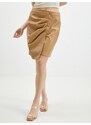 Orsay Světle hnědá dámská koženková sukně - Dámské
