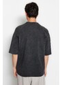 Trendyol Limited Edition Anthracite Oversize/Wide Cut Pale Effect 100% Cotton T-Shirt