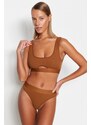 Trendyol Brown Ribbed Elastic Window/Cut Out Detailed Knitted Underwear Set