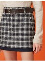 Koton Plaid Mini Skirt with Belt