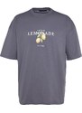 Trendyol Anthracite Oversize Crew Neck Short Sleeve Printed T-Shirt