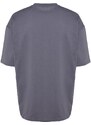 Trendyol Anthracite Oversize Crew Neck Short Sleeve Printed T-Shirt