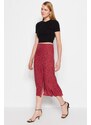 Trendyol Tile Slit Detailed Viscose Fabric Animal Patterned Midi Woven Skirt