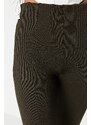 Trendyol Khaki Stitching Detail Vysoký pas Konsolidátor, Interlock Pletené Legíny