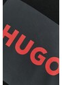 Bavlněná mikina HUGO pánská, černá barva, s potiskem