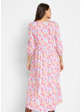 bonprix Midi šaty s kapsami, z bavlny, s hlubokým hranatým výstřihem Růžová