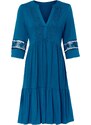 bonprix Tunikové šaty s krajkou Modrá
