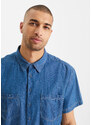 bonprix Džínová košile s krátkým rukávem Loose Fit Modrá