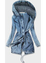 Re-Dress Dlouhá džínová dámská bunda s kapucí (C122)