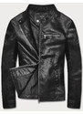 J.STYLE Klasická černá pánská bunda z eko kůže (11Z8025)