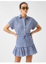 Koton Elastic Waist and Ruffled Mini Checkered Skirt