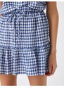 Koton Elastic Waist and Ruffled Mini Checkered Skirt