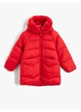 Koton Long Puffer Coat Hooded Faux Für Detailed