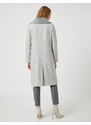 Koton Oversize Double Breasted Cachet Coat Collar Plush Detailed Fleto Pocket