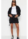 Trendyol Black Cargo Pocket Detailed High Waist Mini Denim Skirt