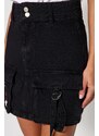 Trendyol Black Cargo Pocket Detailed High Waist Mini Denim Skirt