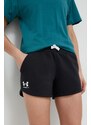 Kraťasy Under Armour dámské, černá barva, melanžové, high waist