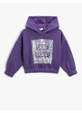 Koton Shiny Printed Hooded Sweatshirt