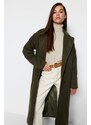 Trendyol Khaki Oversize široký střih dlouhý vlněný kašmírový kabát