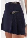 Trendyol Navy Blue Belted Mini Weave Skirt