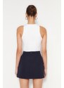 Trendyol Navy Blue Belted Mini Weave Skirt