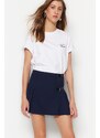 Trendyol Navy Blue Belted Mini Weave Skirt