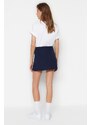 Trendyol Navy Blue Belted Mini Weave Skirt