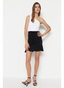 Trendyol Black Ruffle Detailed Skirt With Frills, Mini Elastic Knitted Skirt