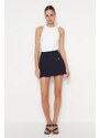 Trendyol Navy Blue Belted Mini Weave Skirt