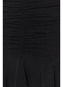 Trendyol Black Ruffle Detailed Skirt With Frills, Mini Elastic Knitted Skirt