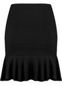 Trendyol Black Ruffle Detailed Skirt With Frills, Mini Elastic Knitted Skirt