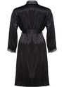 Trendyol Curve Black Plain Satin Dressing Gown