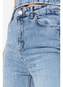 Trendyol světle modré roztrhané džíny s vysokým pasem