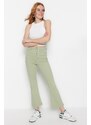 Trendyol Mint High Waist Crop Flare Jeans With Buttons In The Front