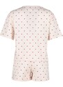 Trendyol Light Pink 100% Cotton Heart Patterned T-shirt-Shorts Knitted Pajamas Set