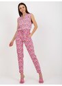 Fashionhunters Světle růžové kalhoty z květinové látky SUBLEVEL