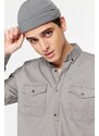 Trendyol Gray Regular Fit Double Pocketed Shirt