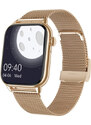 Chytré hodinky Madvell Pulsar s bluetooth voláním a EKG pudrová zlatá s pudrovým zlatým kovovým řemínkem