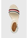 Sandály Tommy Hilfiger MID WEDGE CORPORATE dámské, bílá barva, na klínku