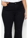 Trendyol Curve Černá bezbarvá džíny s vysokým pasem a nízkými nohavicemi s krátkými nohavicemi culotte fit
