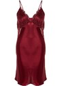 Trendyol Curve Burgundy Satin Woven Lace Nightgown